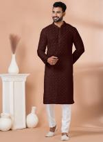 Georgette Coffee Festival Wear Sequins Work Readymade Kurta Pajama